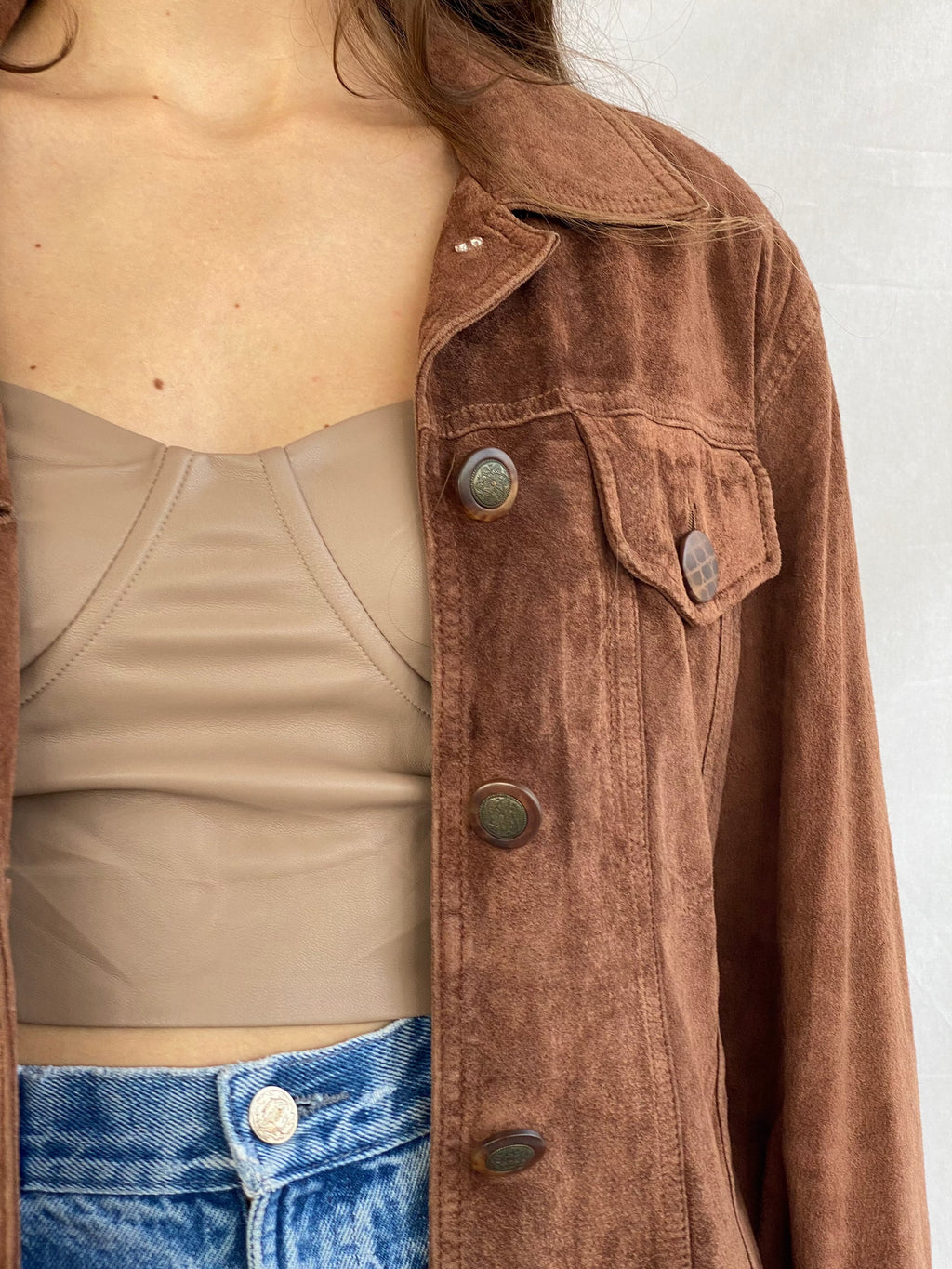 90s Vintage Harold’s Genuine Suede Leather Jacket - Balagan Vintage Leather Jacket 80s, 90s, brown leather, genuine leather, genuine leather jacket, jacket, leather, vintage, vintage jacket, winter, women