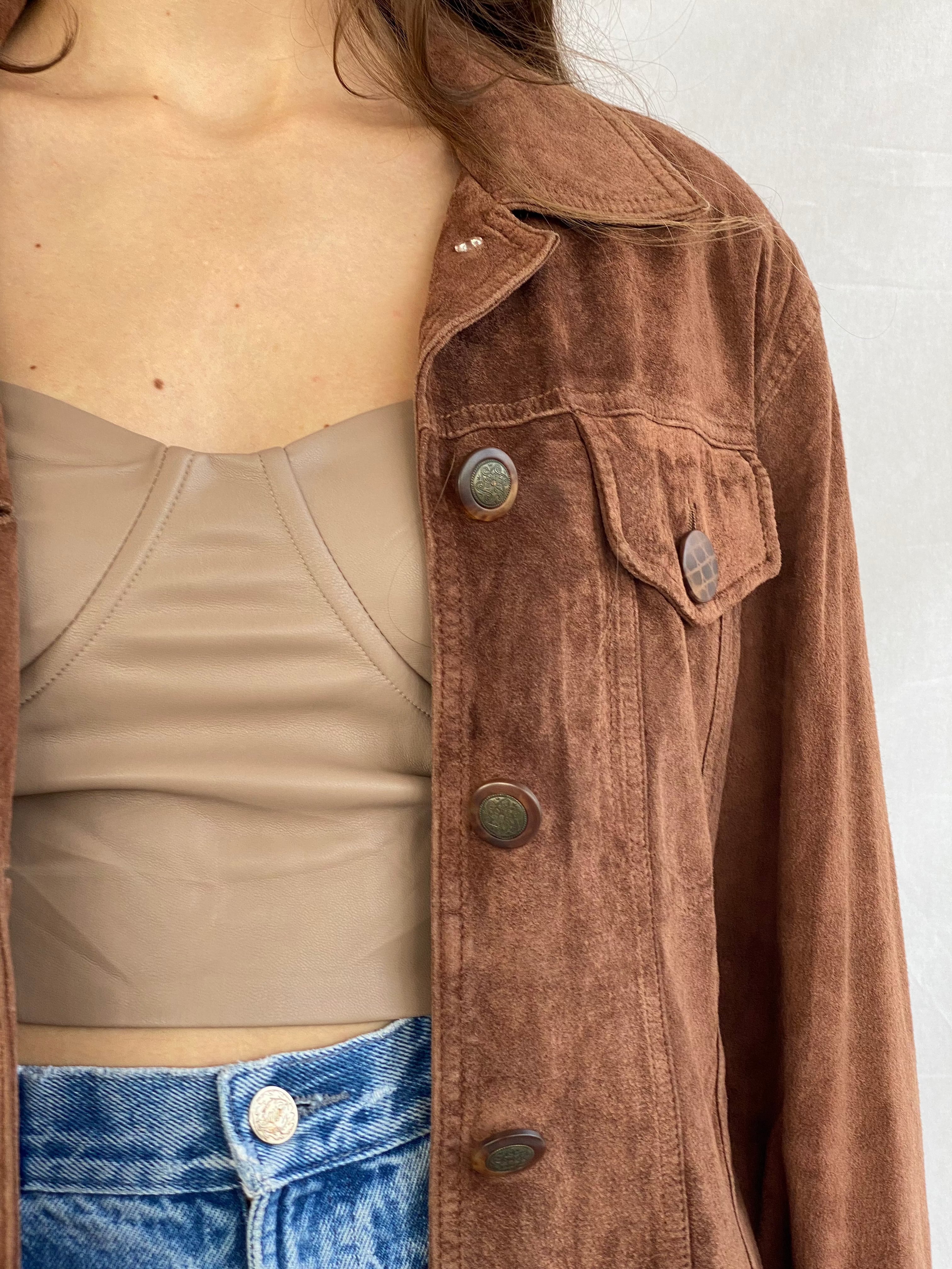 90s Vintage Harold’s Genuine Suede Leather Jacket - Balagan Vintage Leather Jacket 80s, 90s, brown leather, genuine leather, genuine leather jacket, jacket, leather, vintage, vintage jacket, winter, women