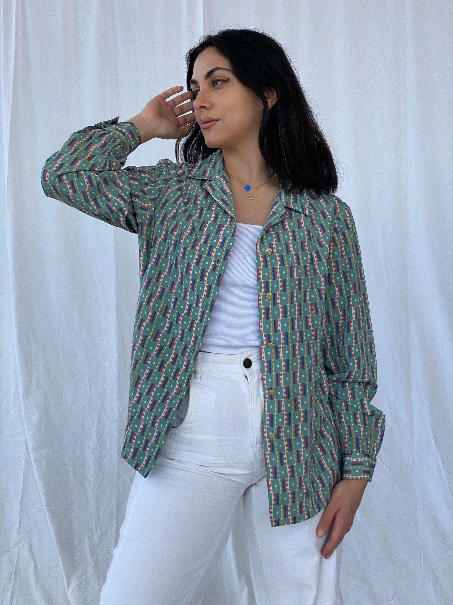 Vintage Handmade Printed Shirt - Balagan Vintage Full Sleeve Shirt 90s, Batoul, full sleeve shirt, print, printed shirt