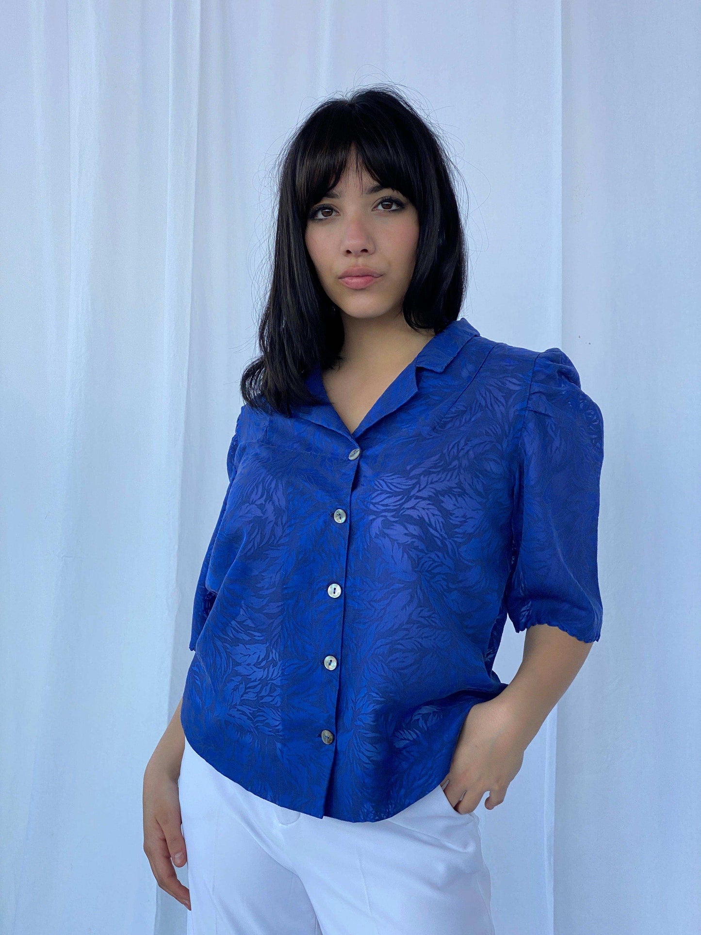 Vintage Sheer Shirt - Balagan Vintage Sheer Shirt 90s,half sleeve shirt,sheer shirt