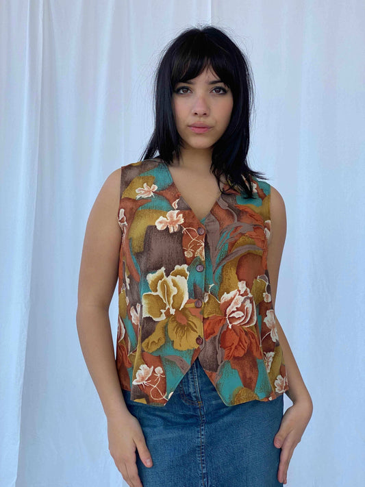 Vintage Floral Shirt - Balagan Vintage Sleeveless Top 90s, floral, shirt