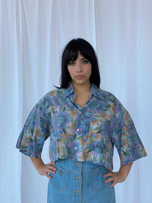 Vintage Woodhouse Cropped Shirt - Balagan Vintage Cropped Shirt 90s, cotton, Cropped shirt, printed shirt