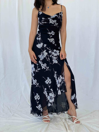 Vintage SYNDICATE Floral Gown - Balagan Vintage Evening Dress 90s dress, Batoul, black dress, floral, floral dress, formal, formal dress