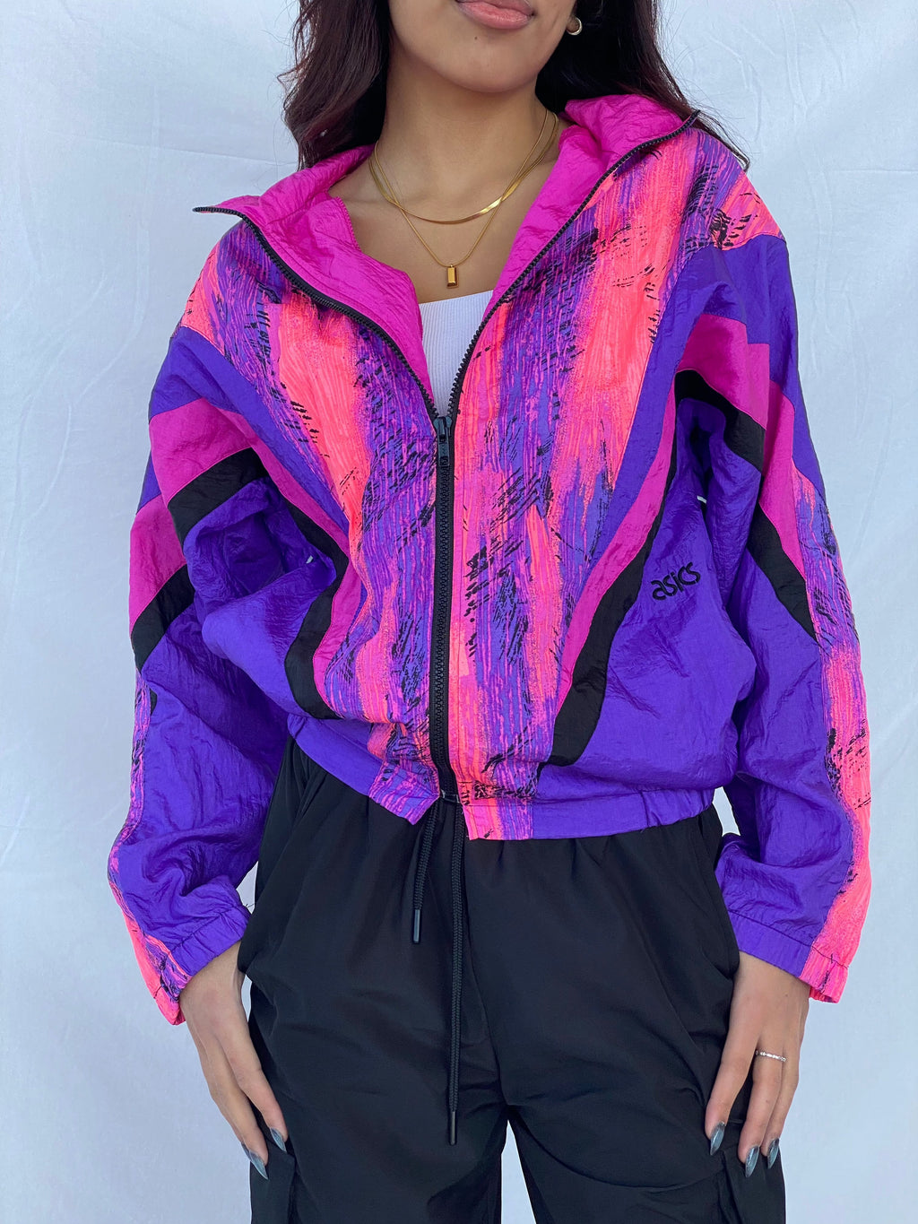Vintage 90s ASICS Windbreaker Jacket - Balagan Vintage Windbreaker Jacket 90s, nylon, outerwear, vintage, windbreaker, windbreaker jacket