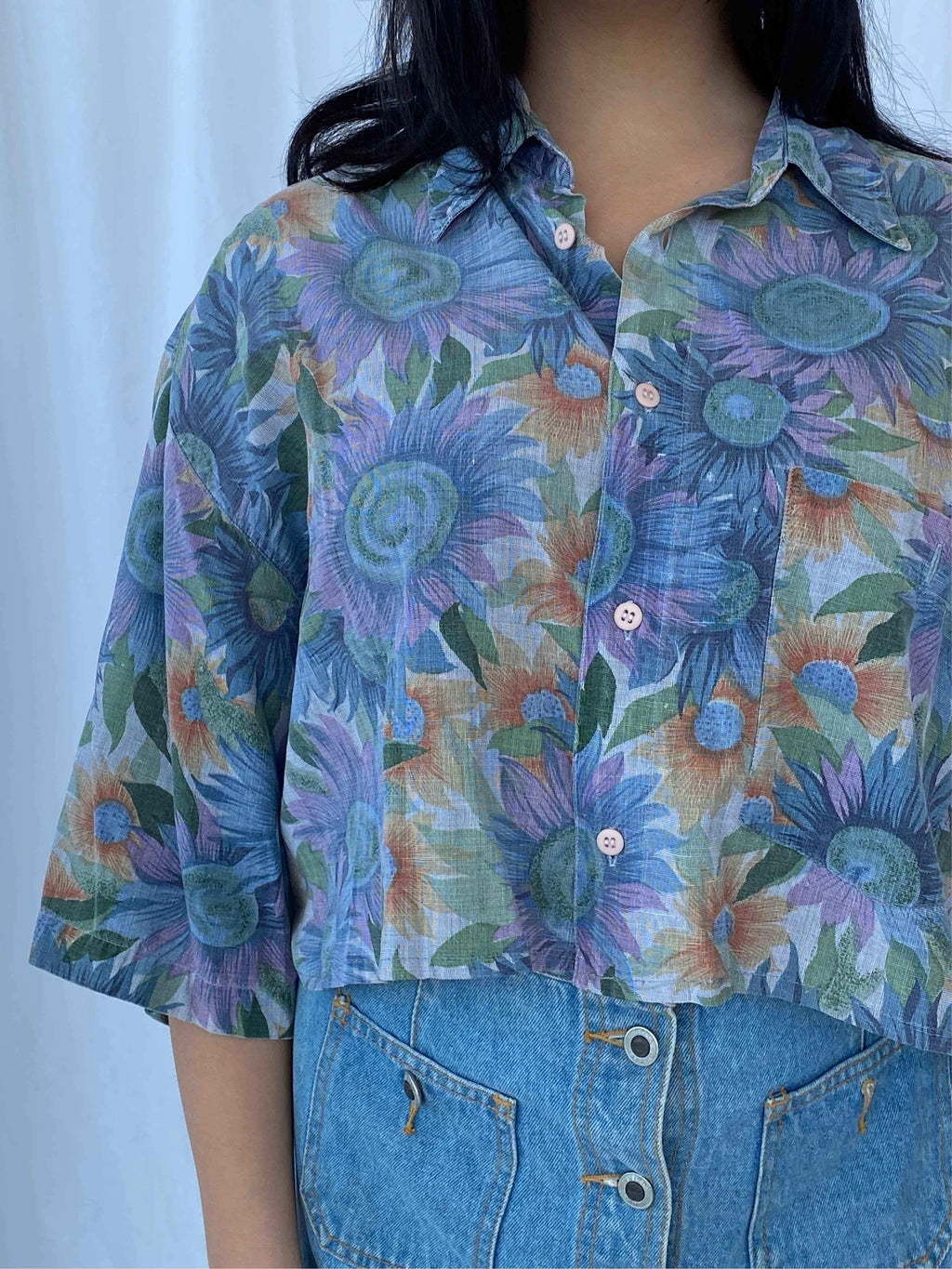 Vintage Woodhouse Cropped Shirt - Balagan Vintage Cropped Shirt 90s, cotton, Cropped shirt, printed shirt