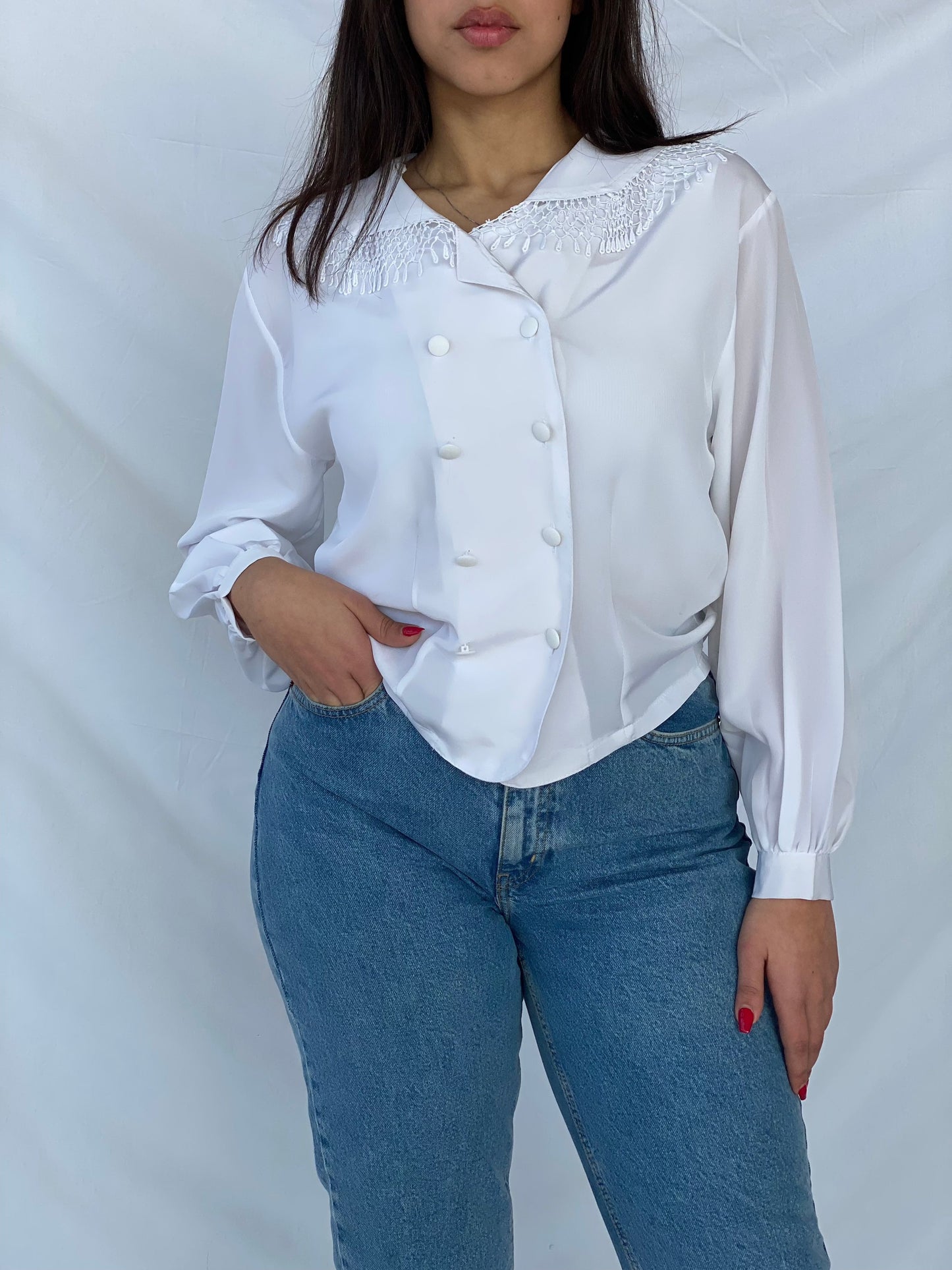 Vintage Handmade White Shirt - Balagan Vintage Full Sleeve Shirt 90s, outerwear, shirt, vintage