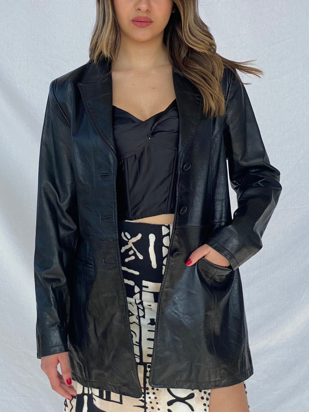 HENNES Collection Genuine Leather Jacket - Balagan Vintage Leather Jacket 90s, black leather, genuine leather, genuine leather jacket, leather, leather jacket, outerwear, vintage, vintage jacket