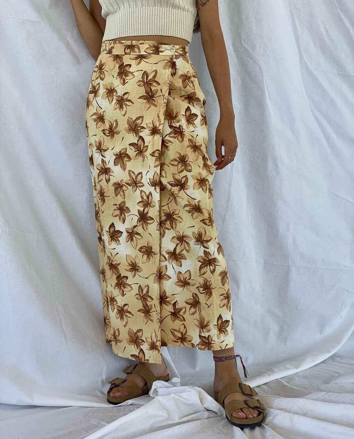 Vintage Y2K Steilmann Wrap Skirt - Balagan Vintage Maxi Skirt 00s, 90s, floral print, floral skirt, linen, maxi skirt, skirt, wrap, wrap skirt