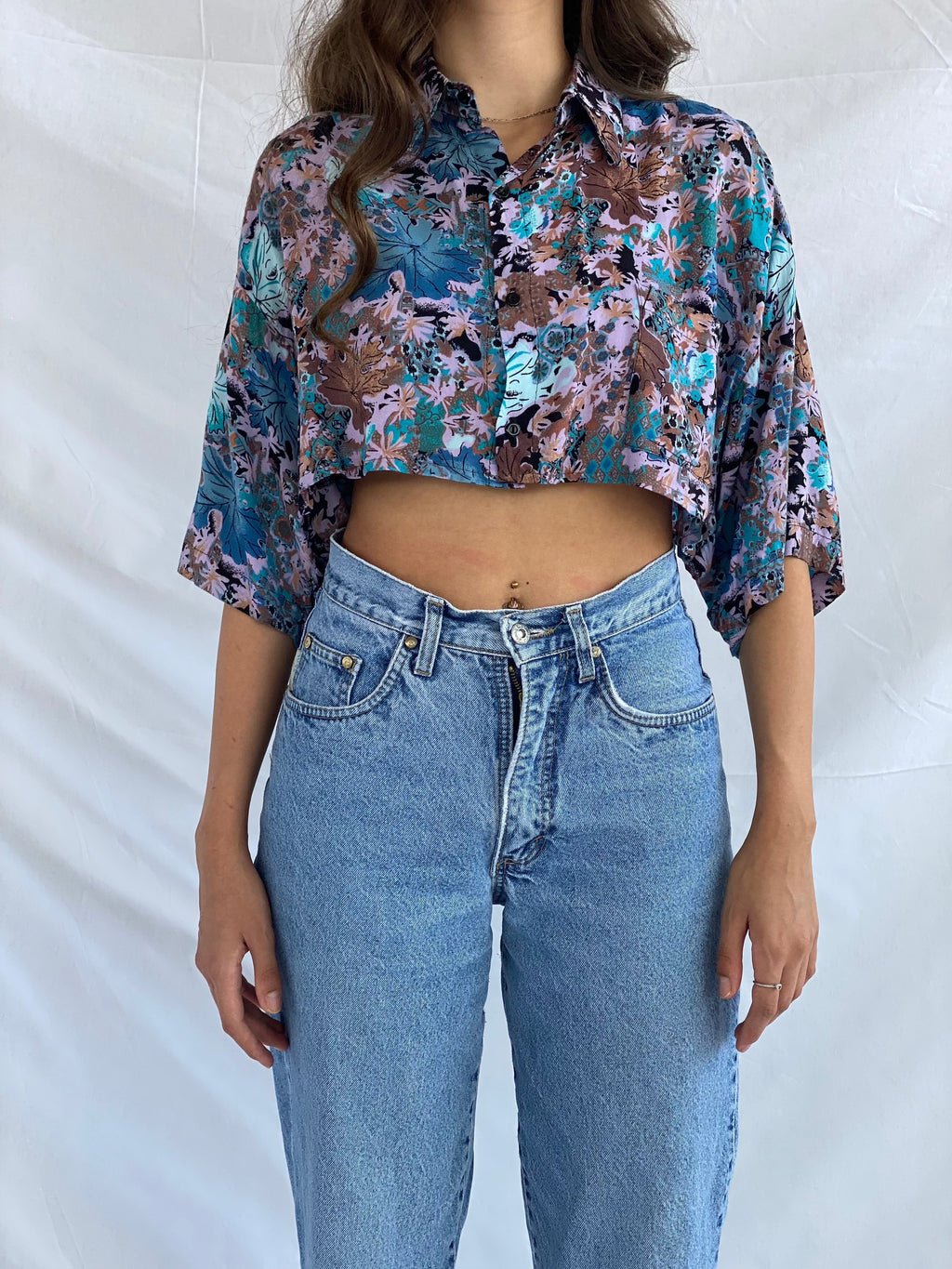 Vintage NATAN U.S.A Cropped Shirt - Balagan Vintage Cropped Shirt crazy print, cropped shirt, festival wear, printed shirt, reworked shirt, shirt, shirts, streetwear, summer, summer prints, techno, techno wear, Top, vintage, vintage cropped shirt, vintage prints, women, women shirt