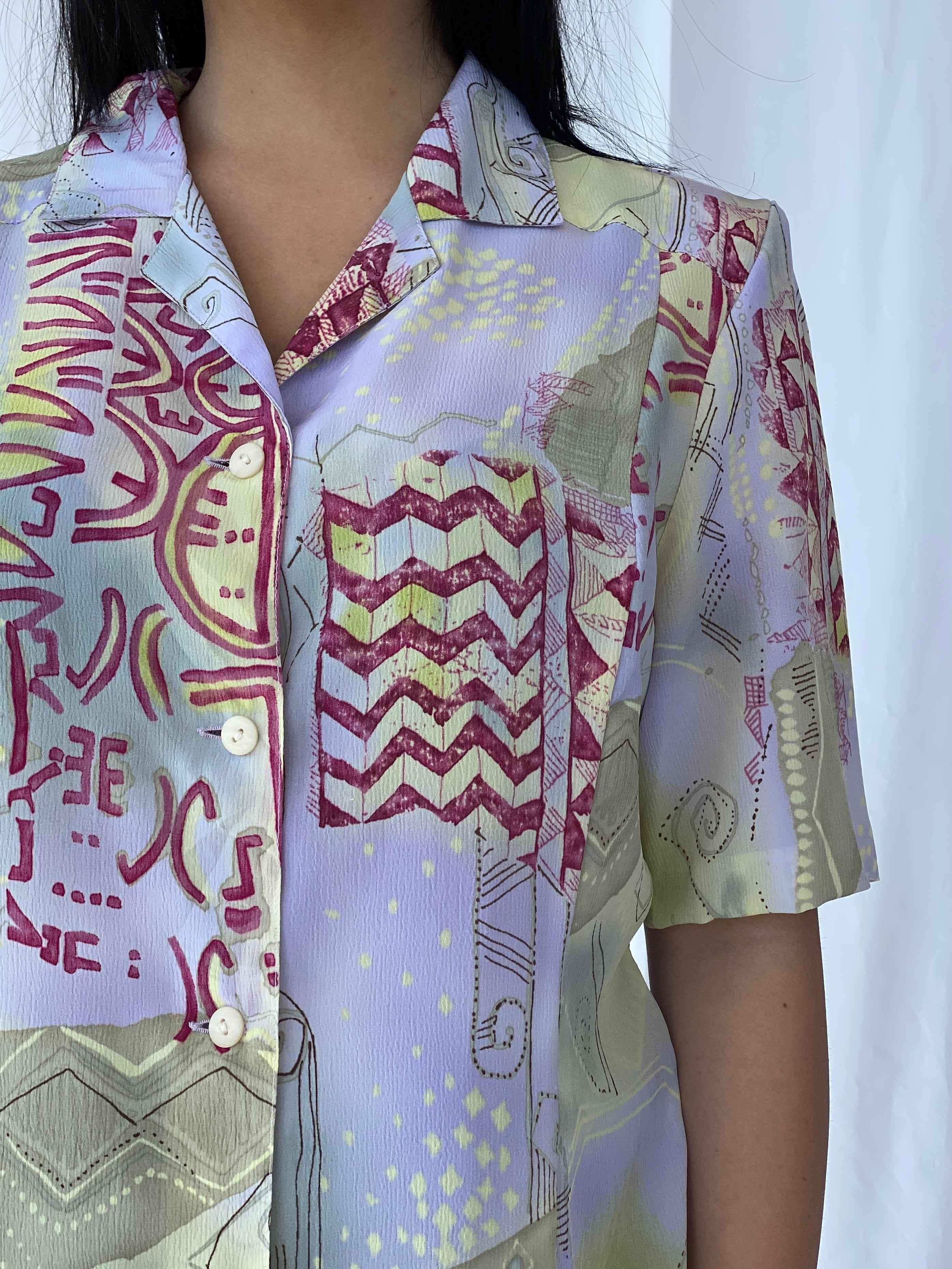 Vintage Gévana Shirt - Balagan Vintage Half Sleeve Shirt 90s, half sleeve shirt, print, printed shirt