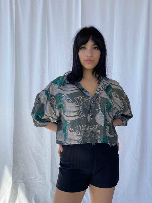 Vintage Chivalry Cropped Shirt - Balagan Vintage Cropped Shirt 90s, cropped, Cropped shirt, half sleeve shirt