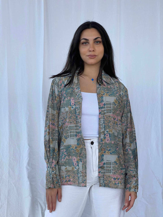 Vintage Handmade Printed Shirt - Balagan Vintage Full Sleeve Shirt 90s, Batoul, full sleeve shirt, print, printed shirt, shirt