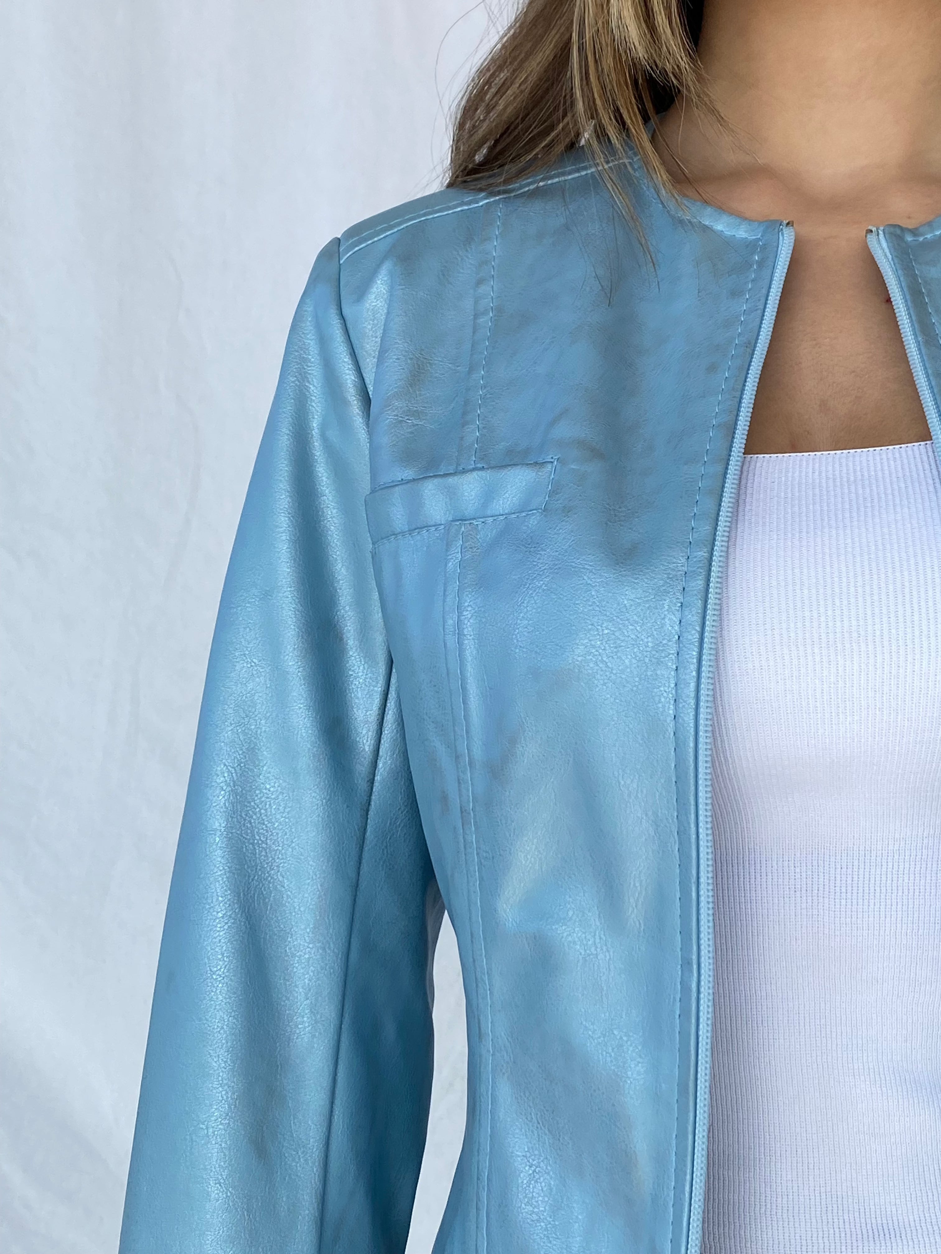 Y2K MORGAN DE TOI Metallic Blue Jacket - Balagan Vintage Jacket 00s, jacket, outerwear, streetwear, vintage, vintage jacket