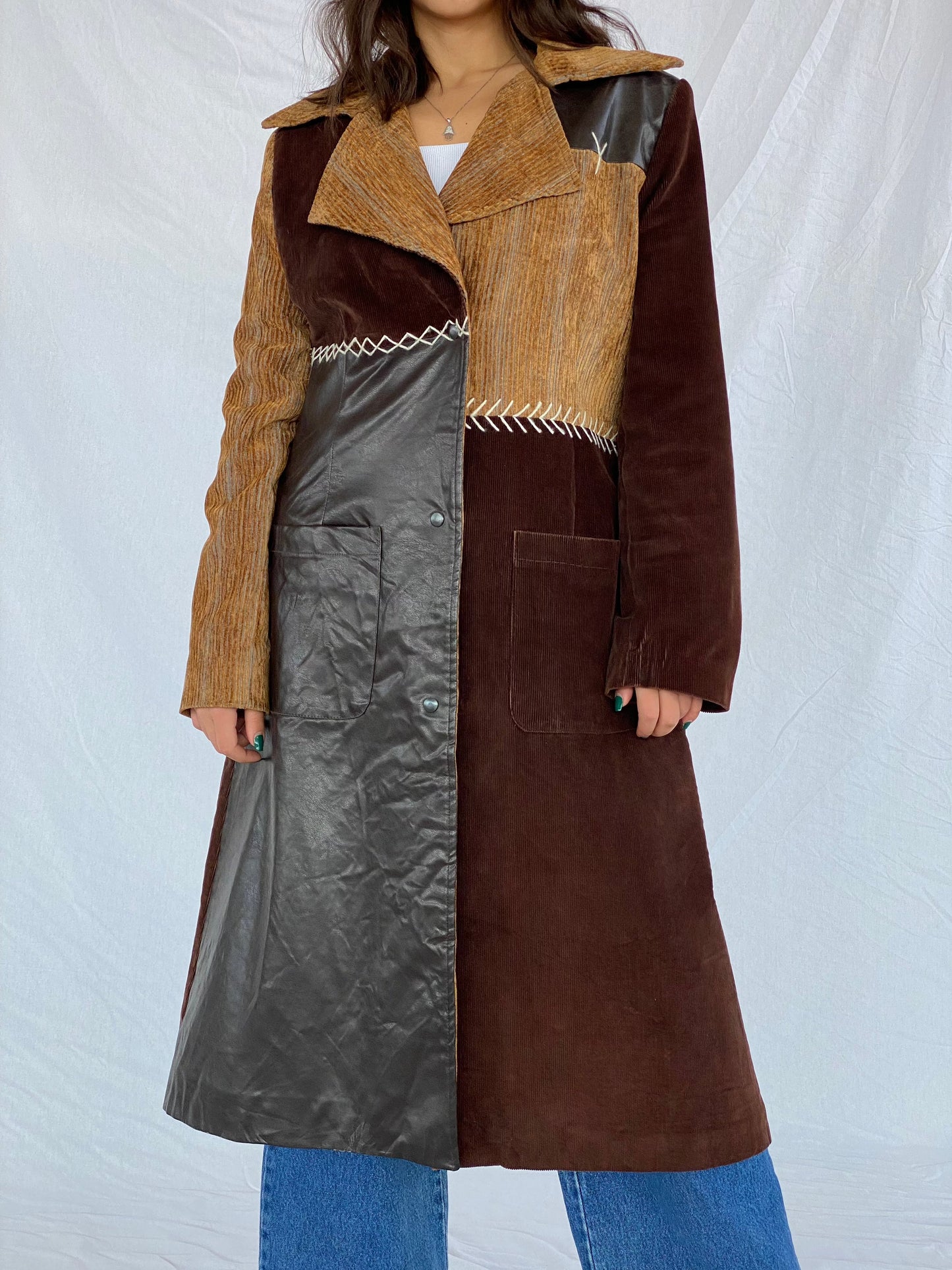 Vintage BUGARRI Collection Coat - Balagan Vintage Coat brown leather, coat, leather coat, patchwork, patchwork jacket