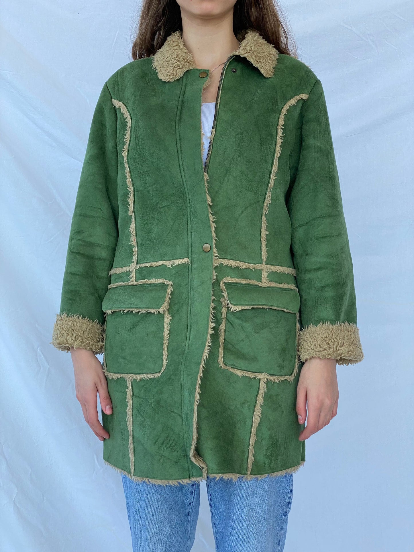 Vintage Afghan Style Coat - Balagan Vintage Jacket fur jacket, green, jacket