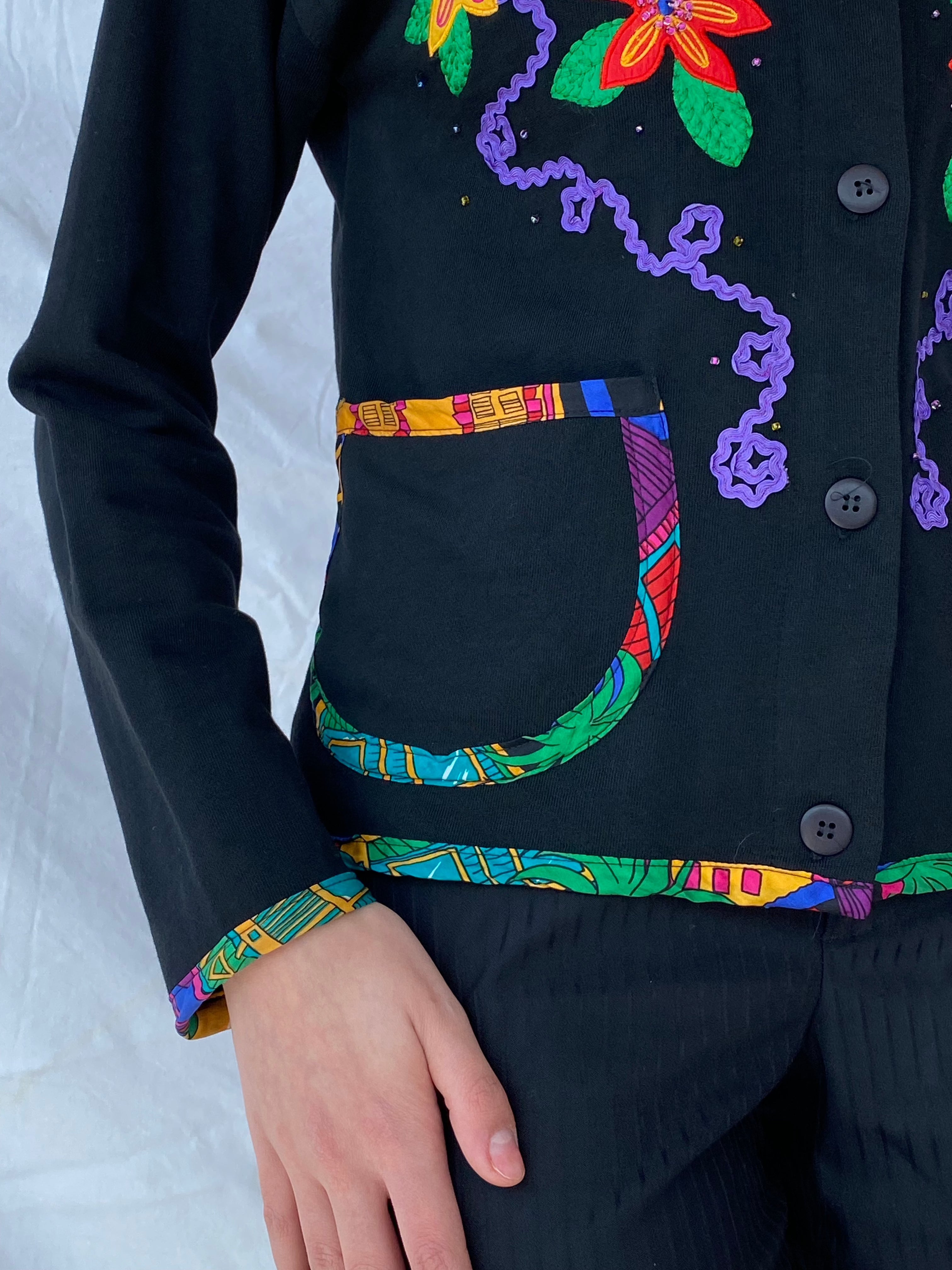 Vintage Carole Little CL Sport Cardigan - Balagan Vintage Cardigan cardigan, floral, floral embroidery, formal