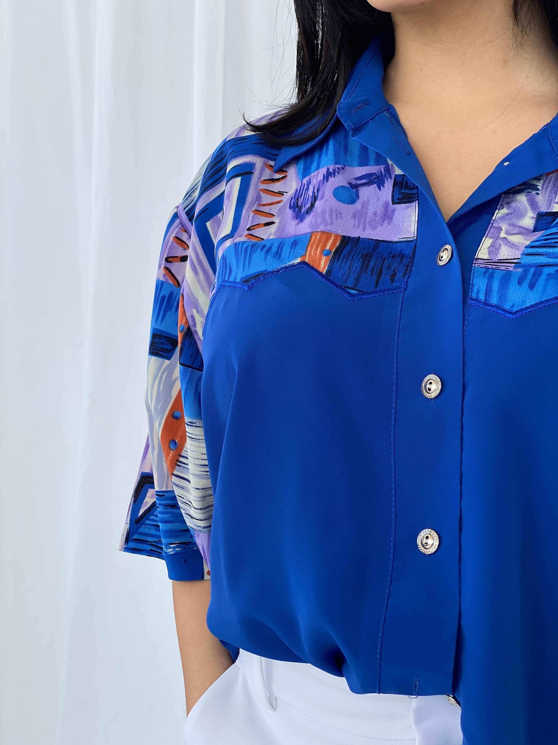 Vintage Serali Printed Shirt - Balagan Vintage Half Sleeve Shirt 90s, half sleeve shirt, printed shirt