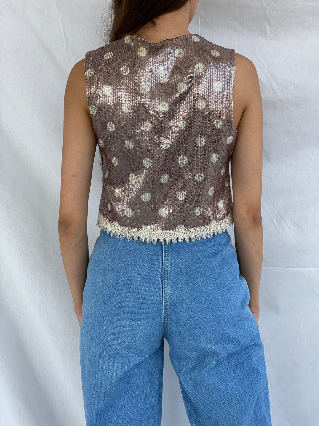 Vintage Sequin Cropped Vest - Balagan Vintage Vest 00s, 90s, outerwear, vintage, women