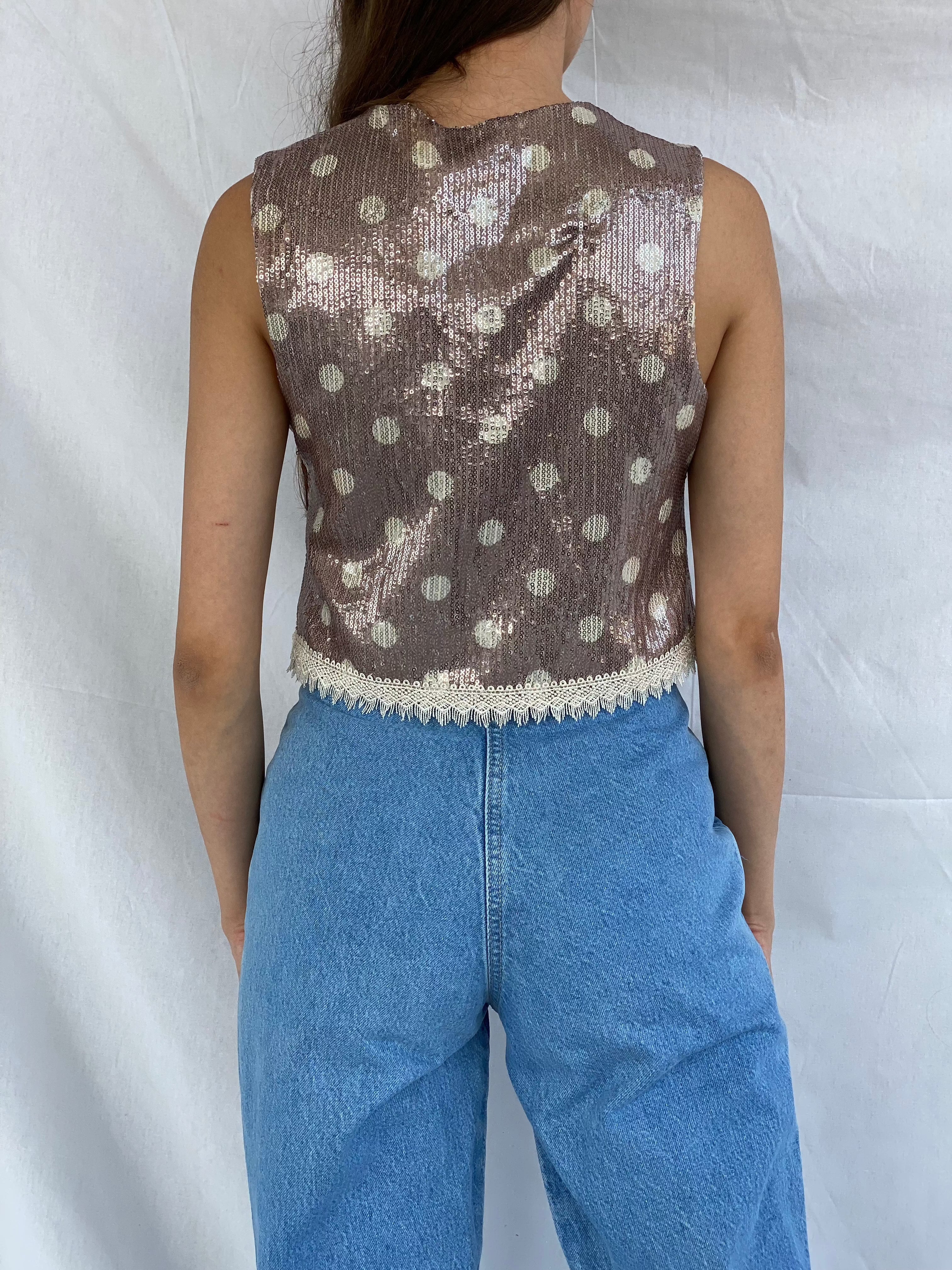 Vintage Sequin Cropped Vest - Balagan Vintage Vest 00s, 90s, outerwear, vintage, women