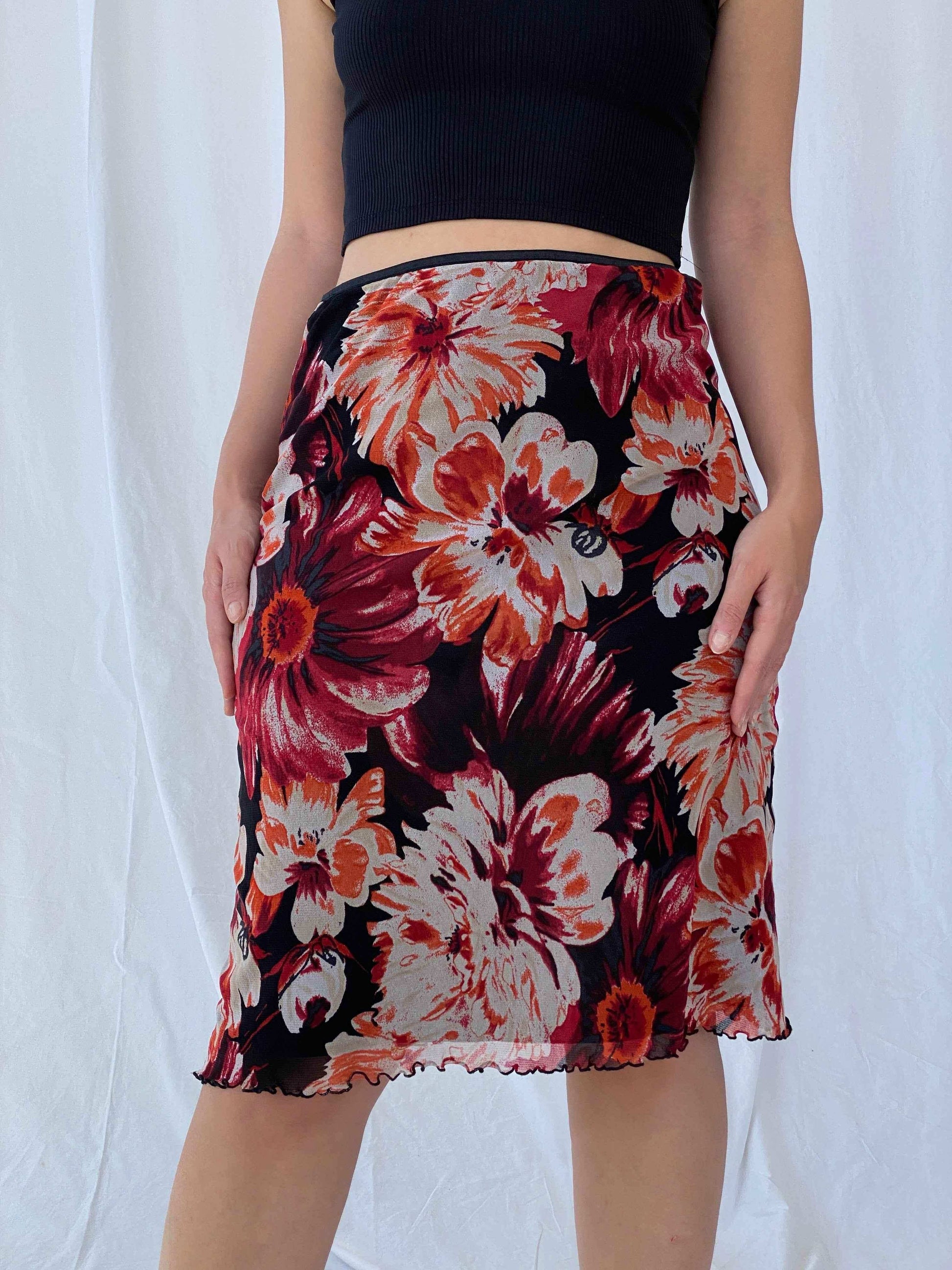 Y2K Street One Floral Skirt - Balagan Vintage Midi Skirt 00s, Batoul, floral, floral skirt, midi skirt, Y2K