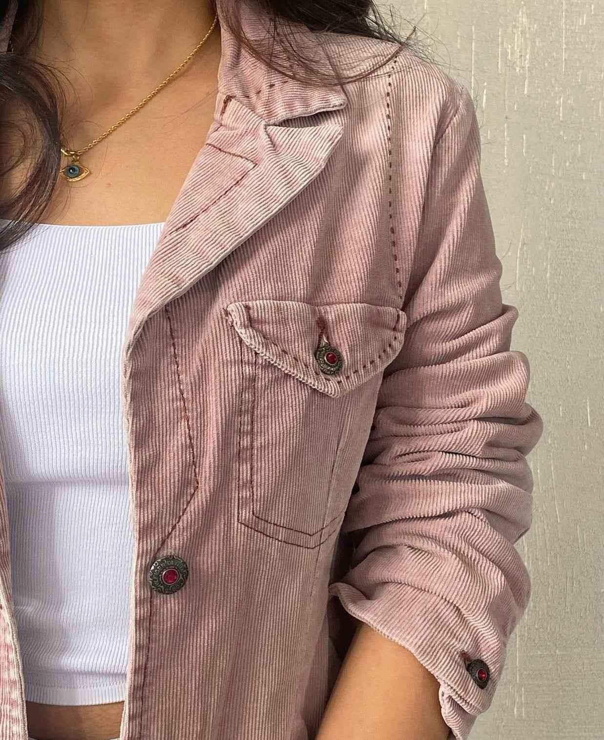 Vintage Y2K Tommy Hilfiger Denim Corduroy Blazer - Balagan Vintage Blazer 00s, blazer, corduroy blazer, denim, Tommy hilfiger, vintage, winter, women, Y2K