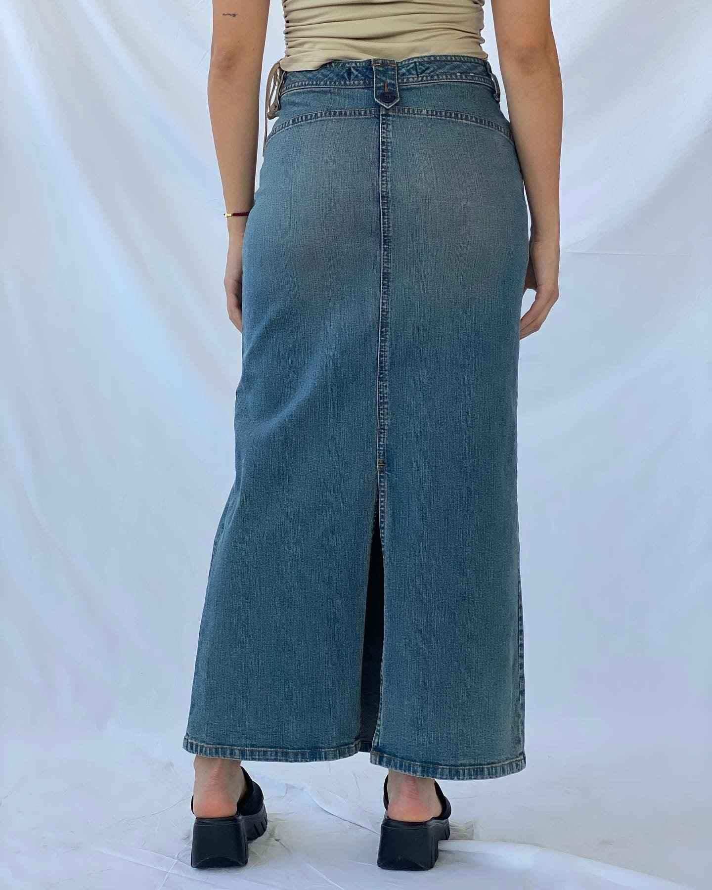 Vintage LEE COOPER Maxi Denim Skirt - Balagan Vintage Maxi Skirt denim skirt, maxi denim skirt, skirt, streetwear, women