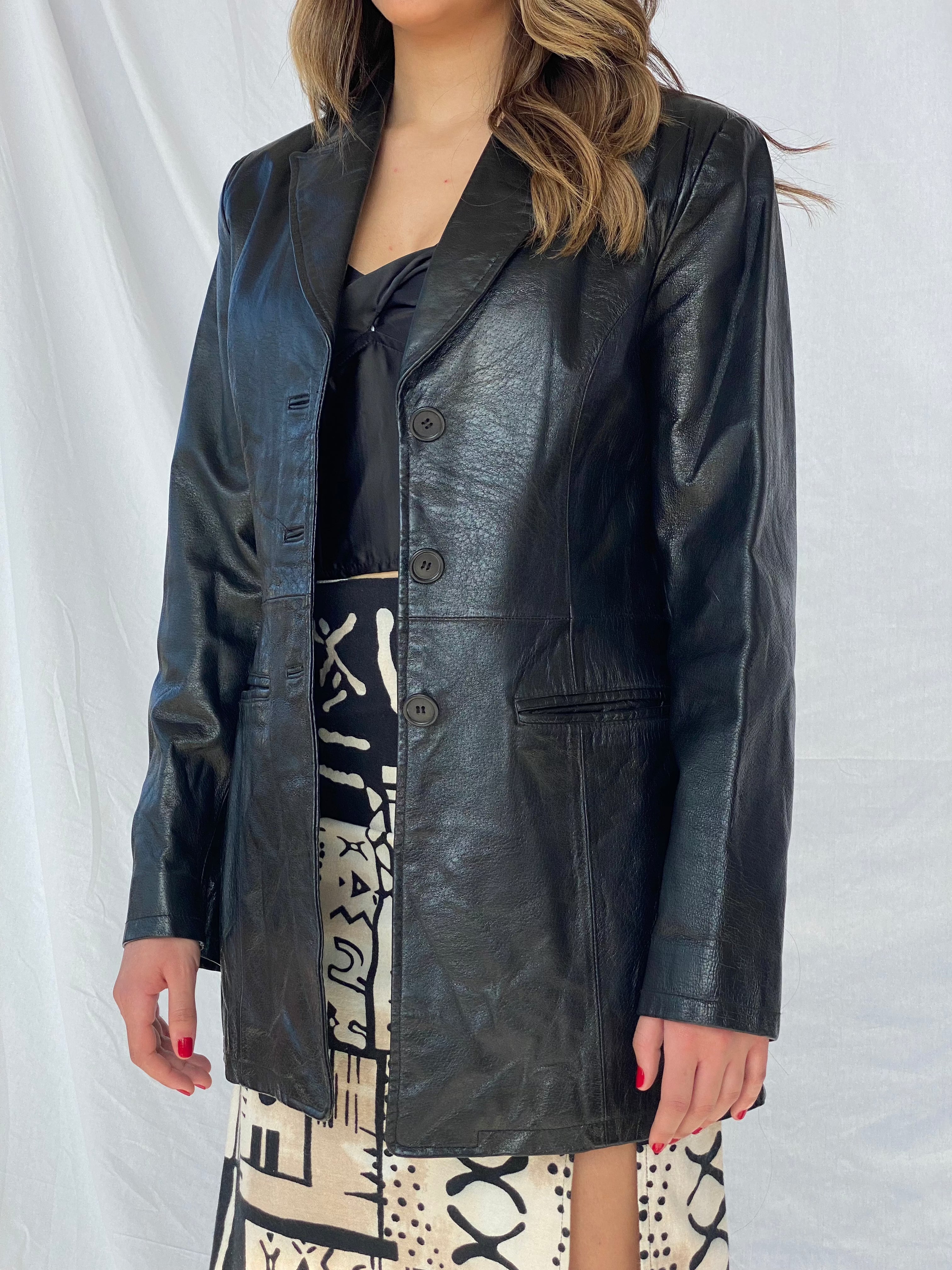 HENNES Collection Genuine Leather Jacket - Balagan Vintage Leather Jacket 90s, black leather, genuine leather, genuine leather jacket, leather, leather jacket, outerwear, vintage, vintage jacket