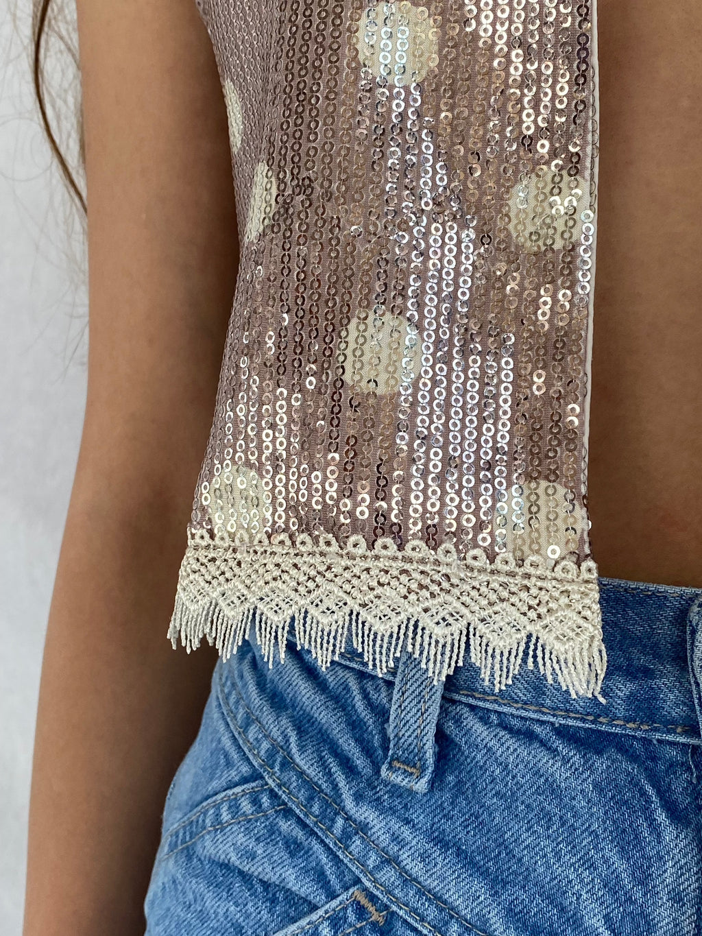 Vintage Sequin Cropped Vest - Balagan Vintage Vest 00s, 90s, outerwear, vintage, women