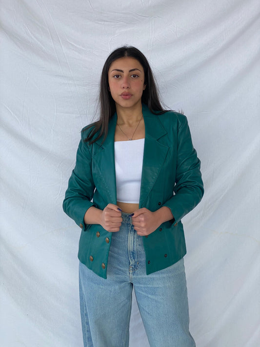 Vintage Gabriel Angeli Creation Paris Genuine Leather Blazer - Balagan Vintage Leather Blazer blazer, full sleeve blazer, genuine leather, leather blazer