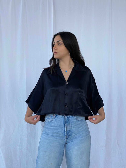 Vintage Johnny Suede Cropped Shirt - Balagan Vintage Cropped Shirt 90s, Batoul, cropped, Cropped shirt, shirt