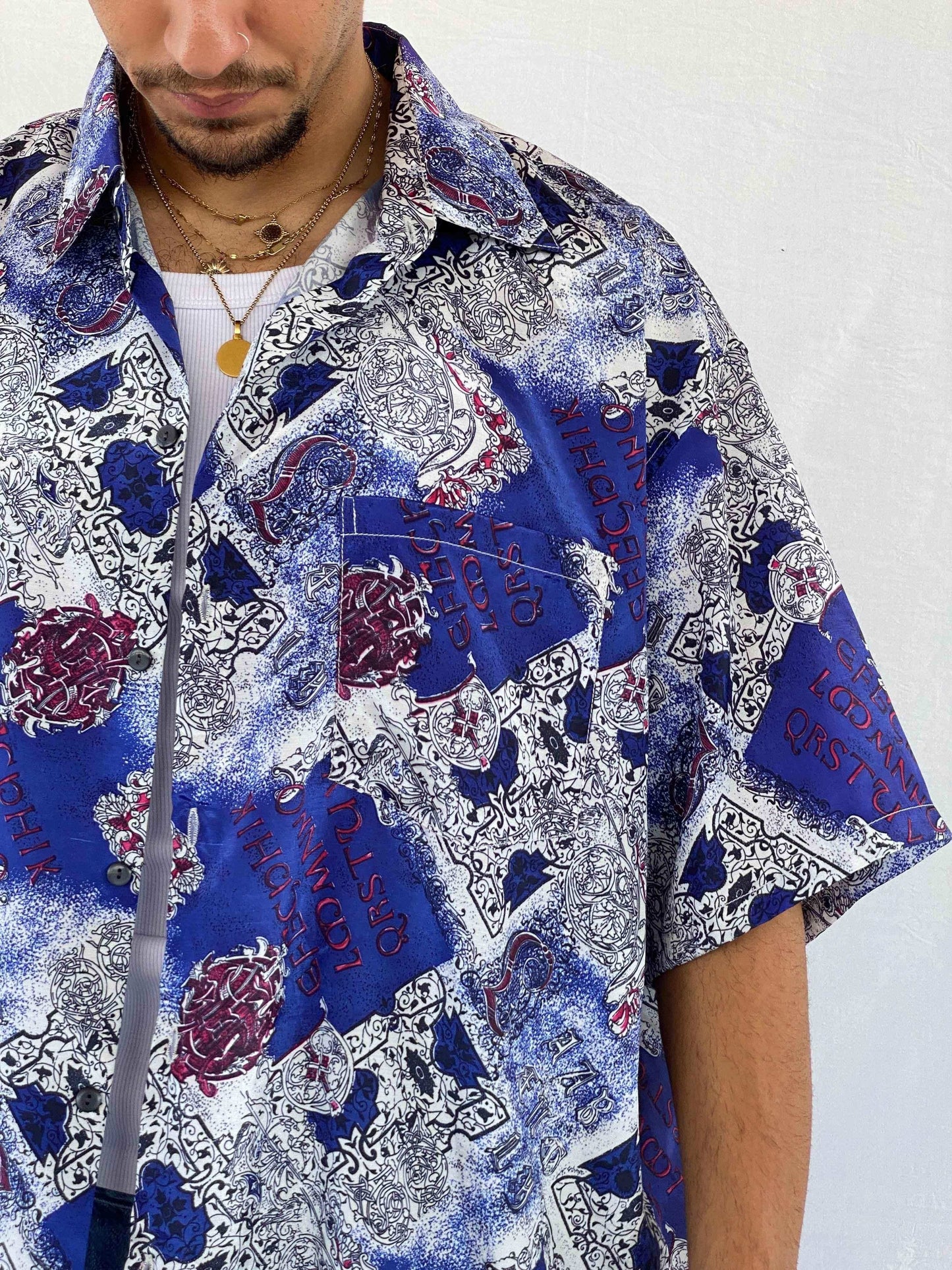 Vintage THAI Silk Printed Shirt - Balagan Vintage Half Sleeve Shirt 90s, Abdullah, half sleeve shirt, men, NEW IN, shirts