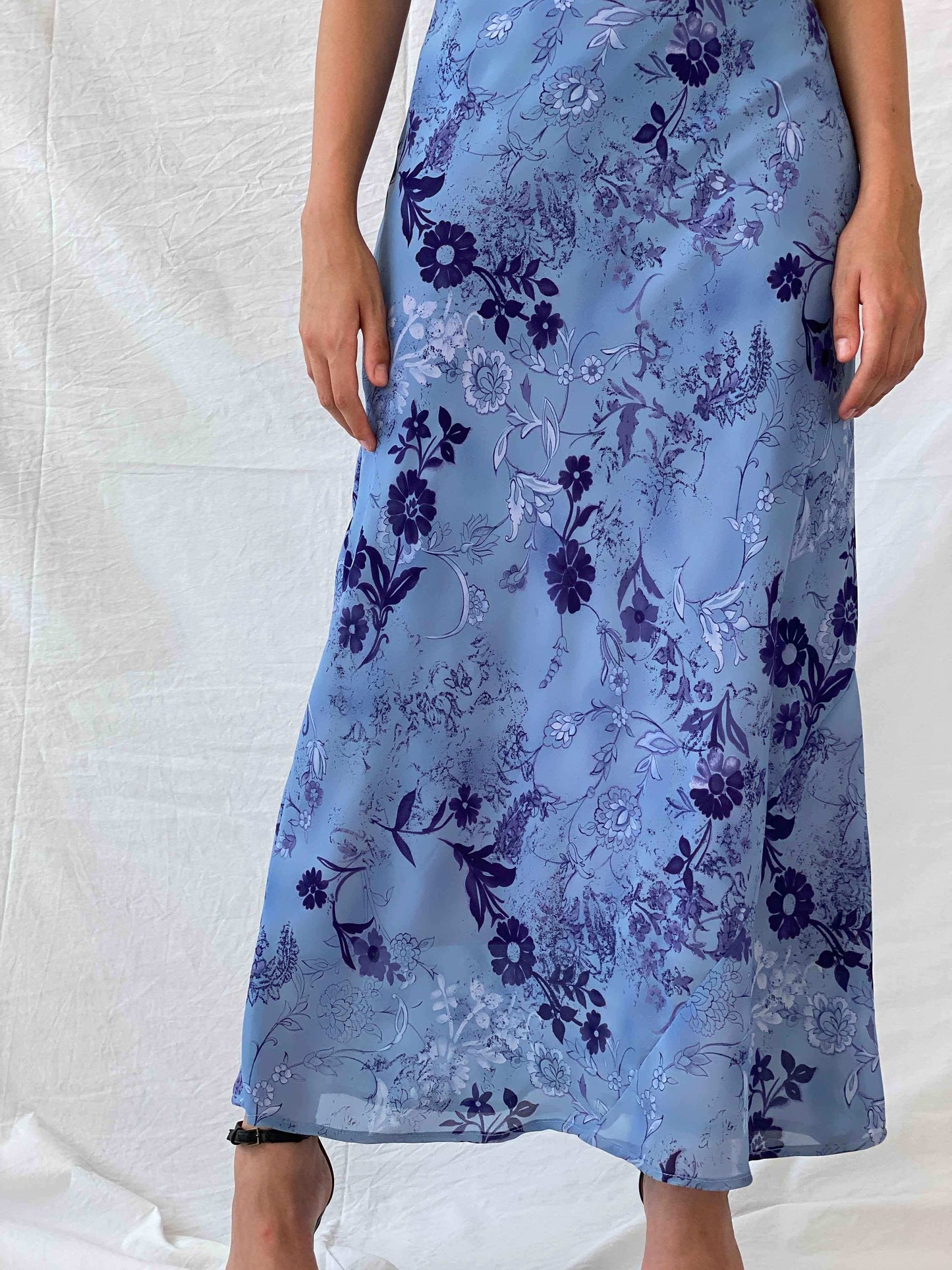 Vintage All That Jazz Blue & Navy Floral Sleeveless Maxi Dress - S - Balagan Vintage Maxi Dress 00s, 90s, maxi dress, Mira